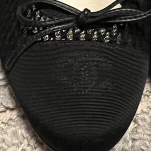 CHANEL AUTHENTIC CC Black Flats with Classic Bow Detail Mesh Leather 41/11 $1025